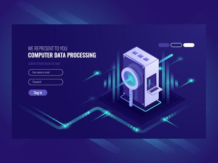 蓝色2.5D 互联网概念场景矢量素材