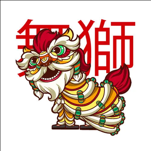 国潮醒狮中国风AI矢量卫衣T恤烫画印花手机壳图案PNG高清免抠素材
