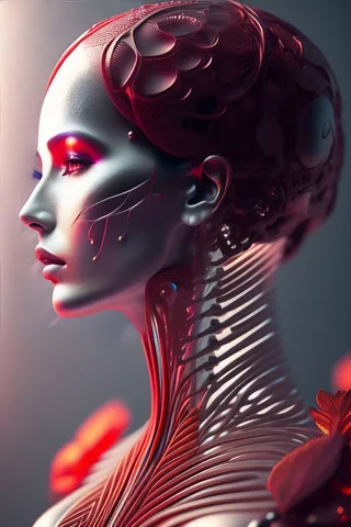 机器人大脑骷髅人概念画