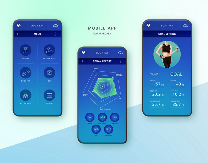 现代科技PSD海报模板APP手机UI界面运动计步器宣传广告设计素材