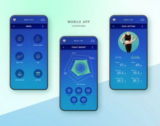 现代科技PSD海报模板APP手机UI界面运动计步器宣传广告设计素材