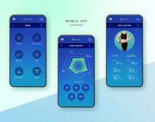 现代科技PSD海报模板APP手机UI界面运动计步器宣传广告设计素材