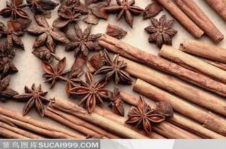 调料香料八角与桂皮特写