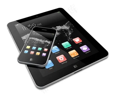 黑色的平板和手机