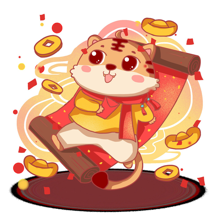 可爱2022年虎年吉祥物卡通形象新年海报元素AI矢量图PSD分层设计素材