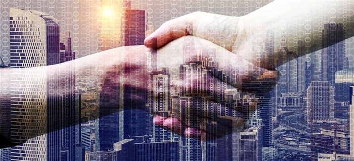 城市商务商务合作金融握手办公海报背景