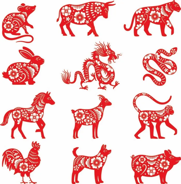 十二生肖剪纸 剪纸风元素eps,ai矢量模版下载