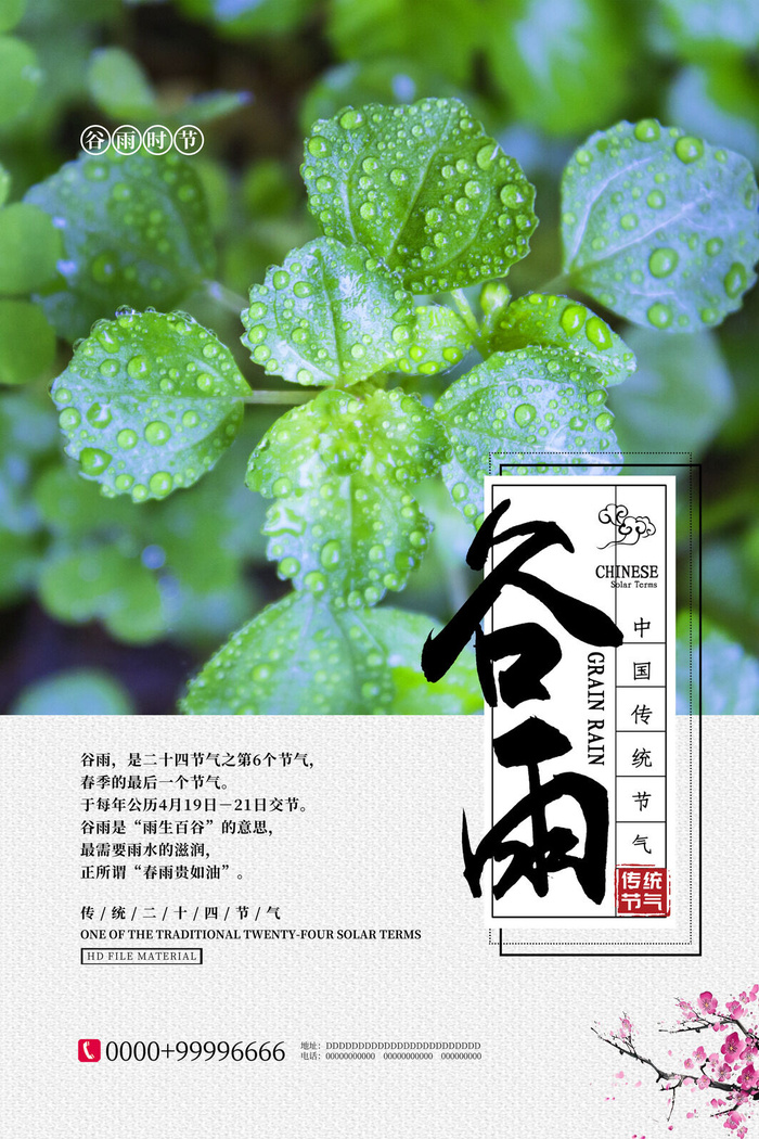 谷雨二十四节气海报设计psd模版下载