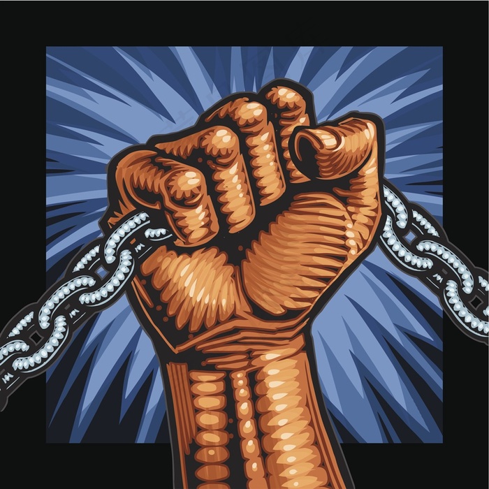 手绘抓着锁链的手