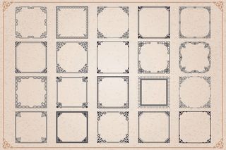 欧式复古线条边框花纹AI矢量LOGO角框花边分割线设计PSD卡片素材