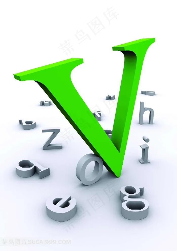 3D立体字母V背景素材