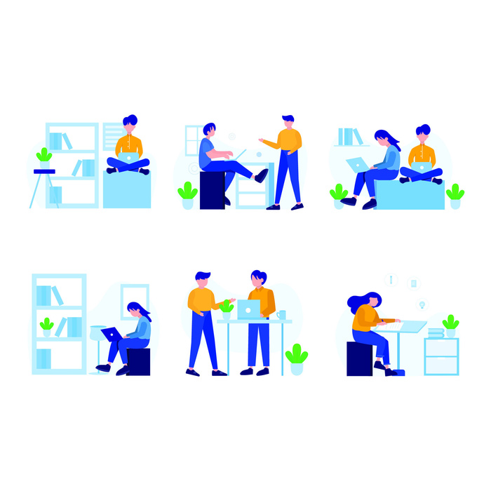 扁平化人物场景办公互联网等距ai矢量设计网页海报UI素材插画