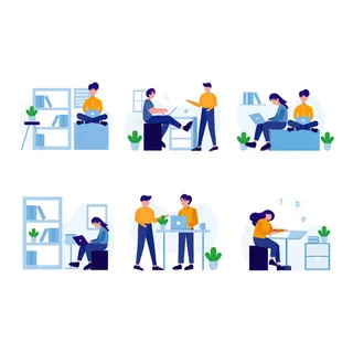 扁平化人物场景办公互联网等距ai矢量设计网页海报UI素材插画