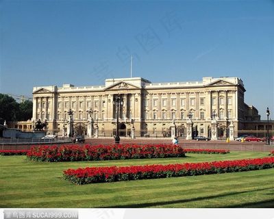 古堡 草地 鲜花