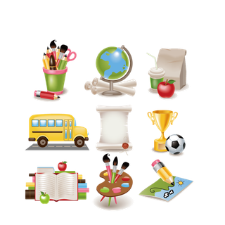 校车笔筒学习工具素材少儿兴趣班