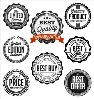 免抠黑白圆形标签