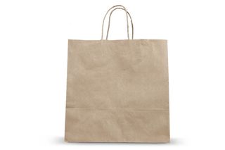 袋子样机 一个轻便牛皮纸袋正面 大容量手提袋 礼品袋 食品打包袋