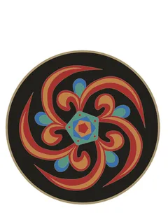 复古中式国潮风敦煌花纹装饰图案花卉藻井肌理圆形边框AI素材