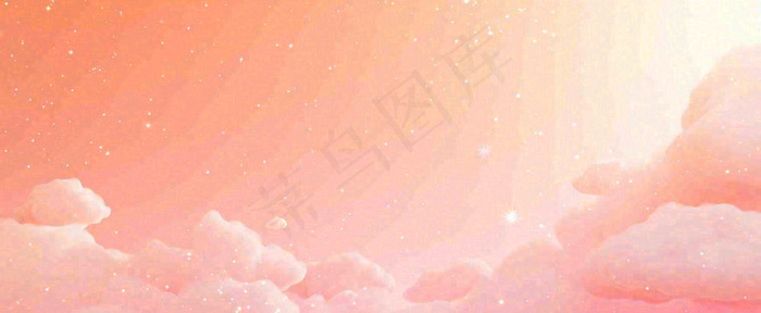 粉色渐变天空白云，唯美浪漫星空(1712x704)