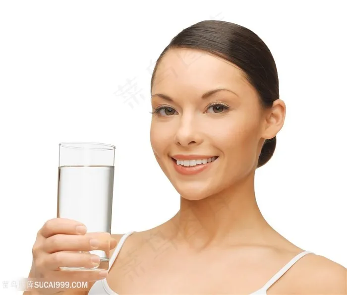 玻璃水杯与性感美女高清图