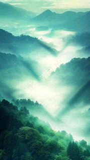 中国风高山绿植森林丛林，阳光蓝天白云，户外