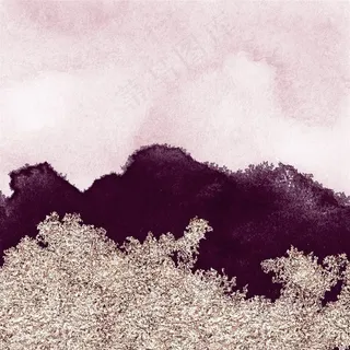 深红色水彩晕染金箔纹理背景图片