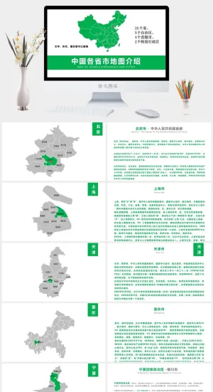 中国各省地图介绍矢量动态PPT模板