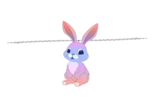 彩色渐变兔子珠宝手绘免抠素材