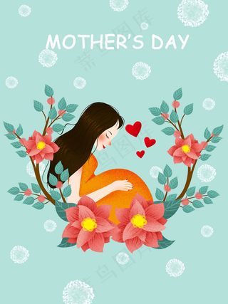 手绘卡通母亲节插画漫画素材