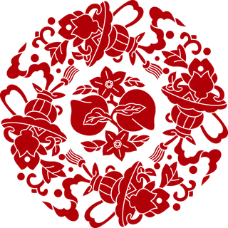 红色喜庆简约风传统吉祥纹样纹路纹理免扣PNG素材图片 (16)