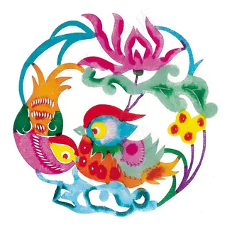 剪纸艺术小鸟鲜花素材图片 剪纸艺术小鸟鲜花素材图片