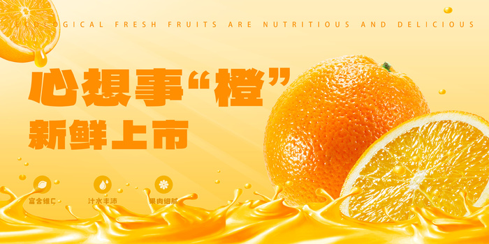 简约大气橙子摄影图宣传展板