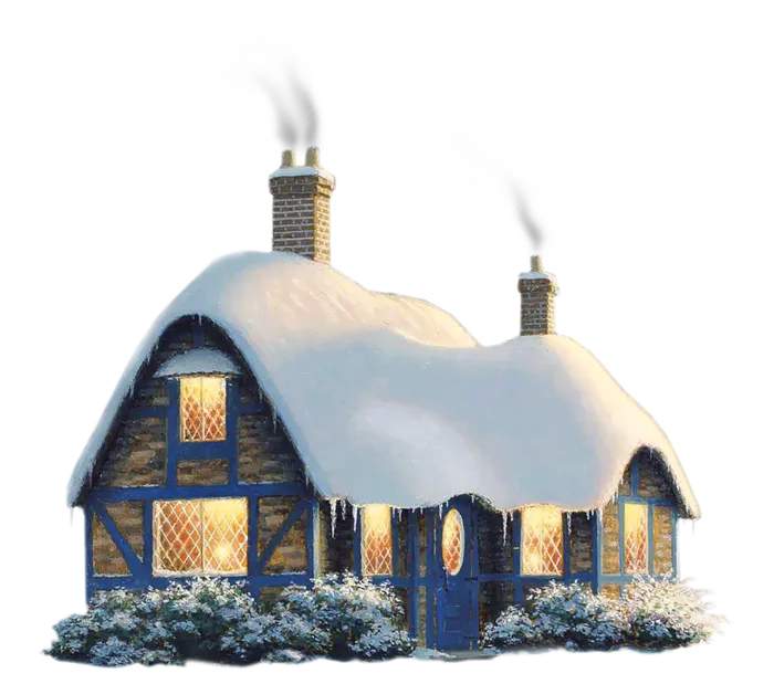 小屋冬季下雪