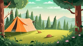 夏季露营清新背景图