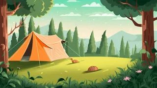 夏季露营清新背景图