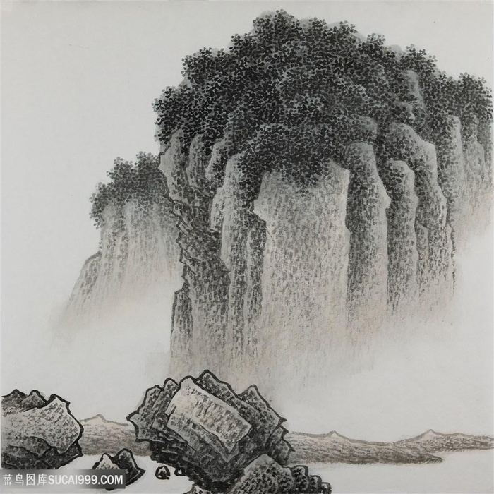 王军河工笔山水青绿山水传统山水皴法国画界画鬼脸皴袁江袁耀雨点皴