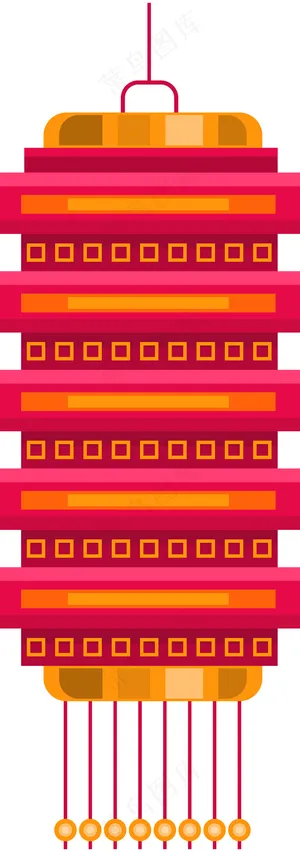 中国风 手绘 卡通元素 传统 复古红 灯笼装饰 PNG 免抠 