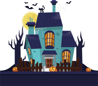 万圣节节日卡通素材城堡