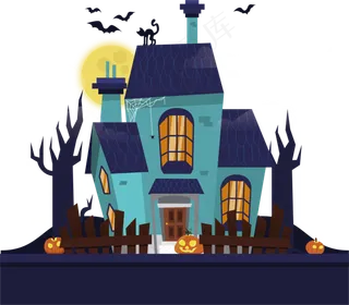 万圣节节日卡通素材城堡