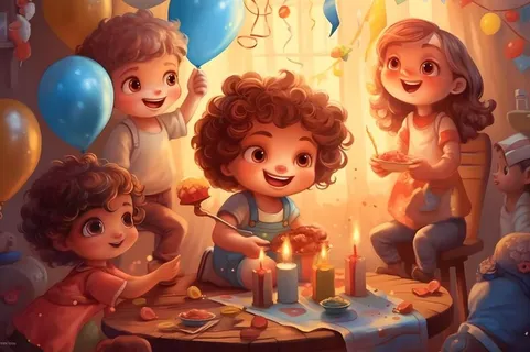 儿童孩子玩耍气球乐园聚会插画海报素材背景