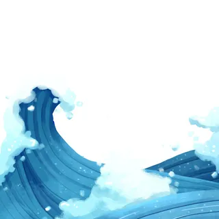 中国风国潮插画海浪波浪背景装饰浪花图案元素