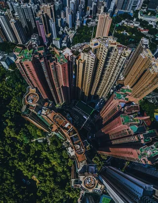 城市建筑顶部视维图