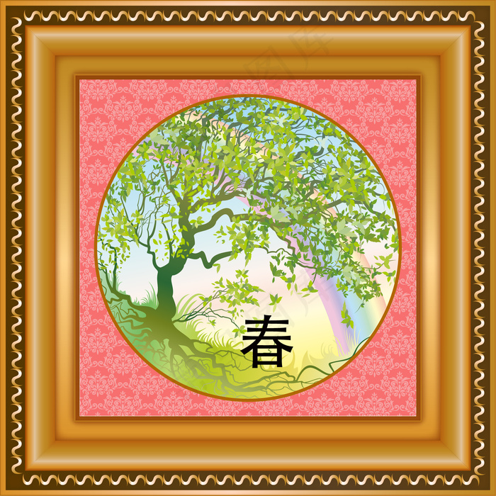 春天美丽风景ai矢量模版下载