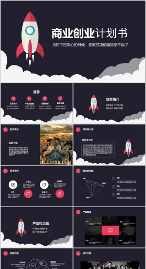 商业创业计划书PPT模板预览图