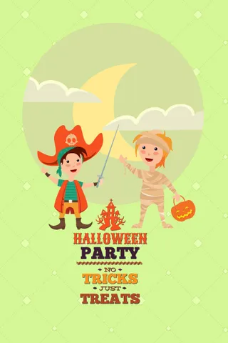 万圣节小鬼捣蛋儿童矢量插画扁平