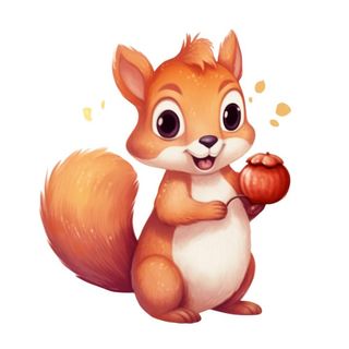 卡通插画松鼠松果免抠