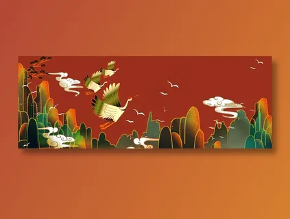 手绘国潮风展板背景