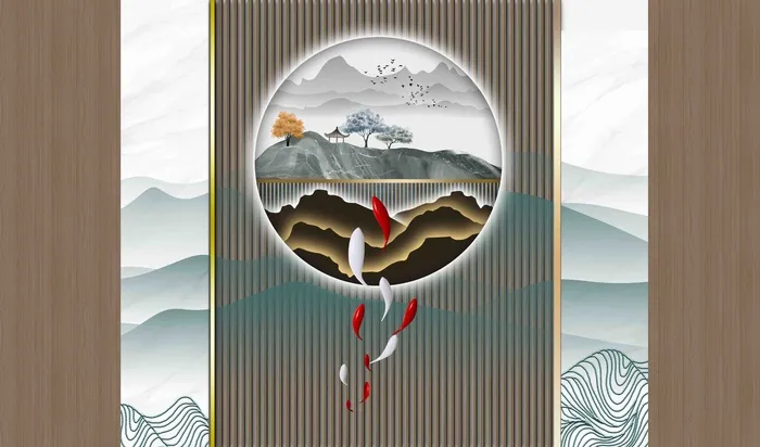 新中式背景墙 psd模版下载