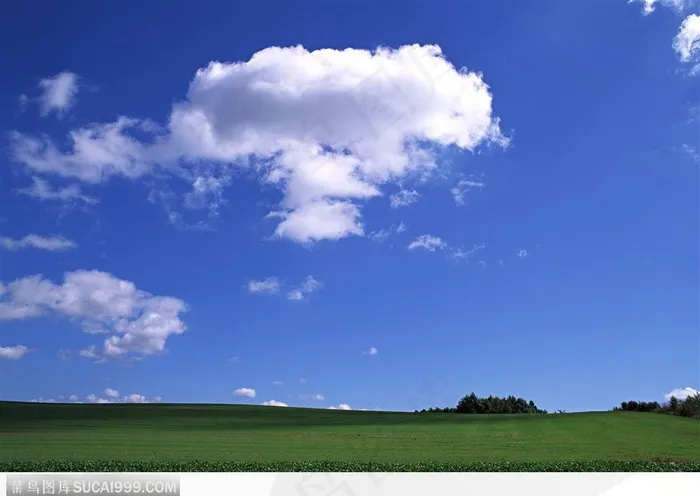 蓝天白云与草地