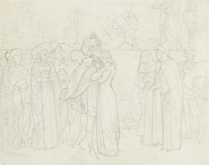 弗雷德里克 · 莱顿时尚线描人物艺术挂画